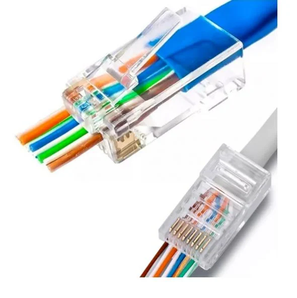 Ficha de red x100 unidades UTP RJ45 cat 6 pasante